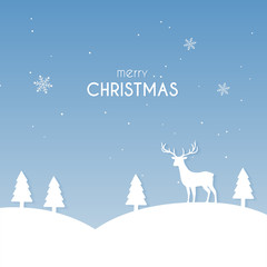 Obraz na płótnie Canvas Christmas greeting card with reindeer on light blue background