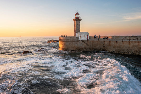 Sunset at Douro mouth lighthouse