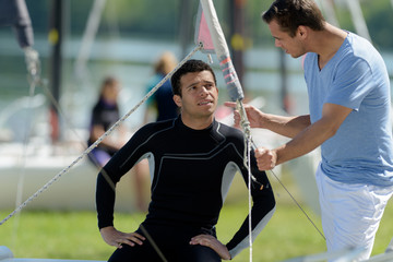 Obraz premium team and sport sailors training