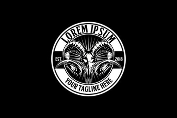 skull goat head emblem logo vector template