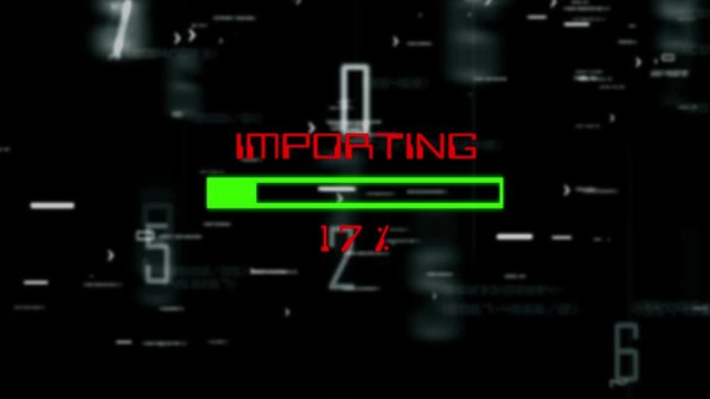 Importing data progress bar on digital background