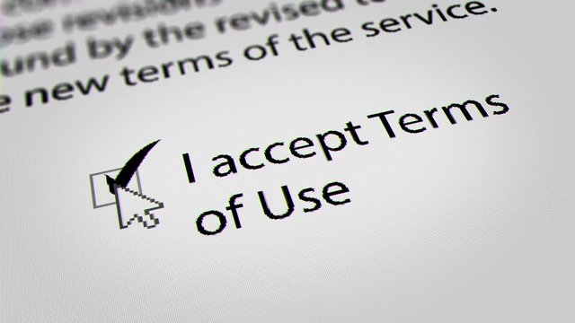 Mouse Cursor Clicking "I accept the terms of use " Checkbox, Terms and Conditions of Use