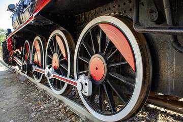 Old steam black train locomotive