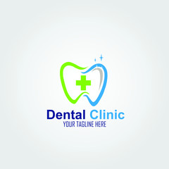 Dental Clinic Logo, Tooth abstract design vector template Linear style. Logotype concept icon, Dentist stomatology medical doctor .