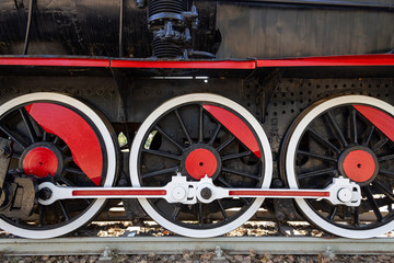Old steam black train locomotive