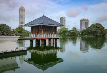At Seema Malaka Temple in Colombo, Sri Lanka. The center of Colombo with the lake, Sri Lanka.