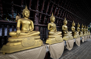 Buddha statues at Seema Malaka Temple in Colombo, Sri Lanka.