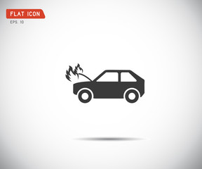 car fired Vehicle insurance Icon. Flat pictograph Icon design, Vector illustration.