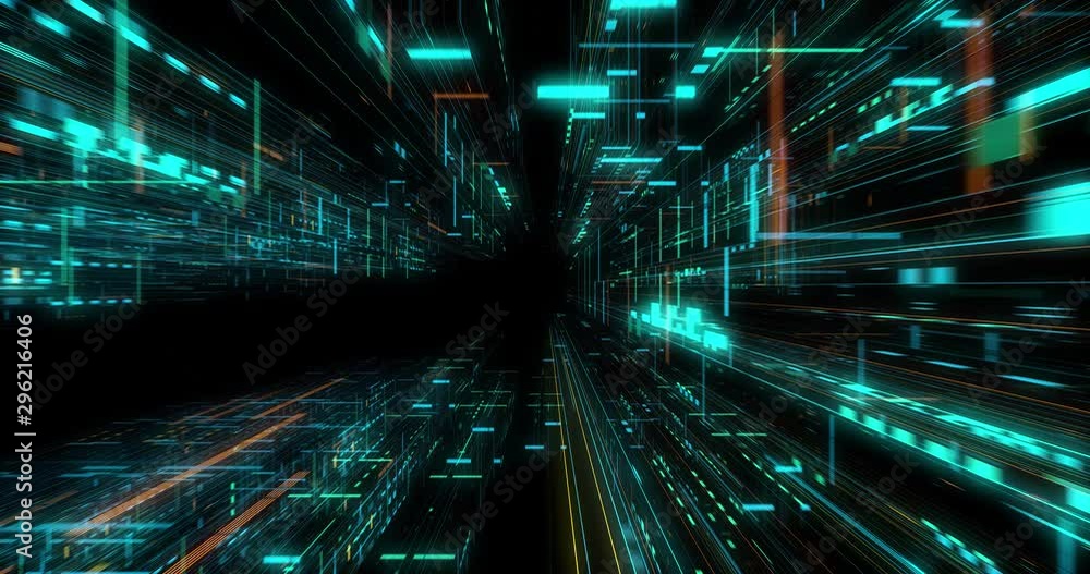 Poster quantum computer environment with digital technology, processing unit of an advanced artificial inte