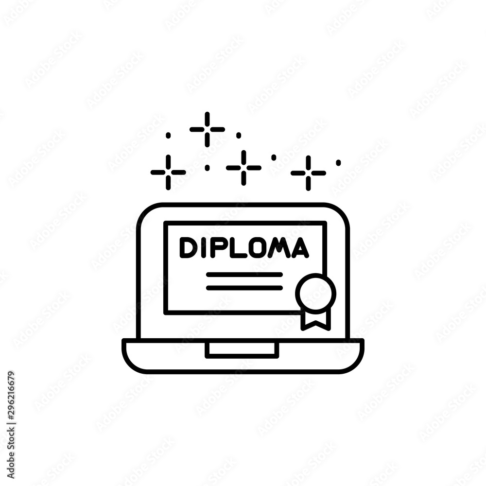 Poster diploma, notebook icon. simple line, outline vector of online educationa icons for ui and ux, websit