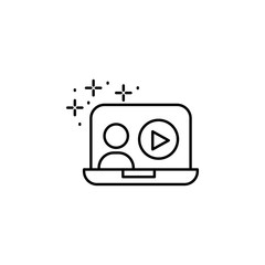 Notebook, video, human icon. Simple line, outline vector of online educationa icons for ui and ux, website or mobile application