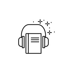 Book, headphone icon. Simple line, outline vector of online educationa icons for ui and ux, website or mobile application