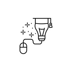 Light bulb, mouse, graduate hat icon. Simple line, outline vector of online educationa icons for ui and ux, website or mobile application