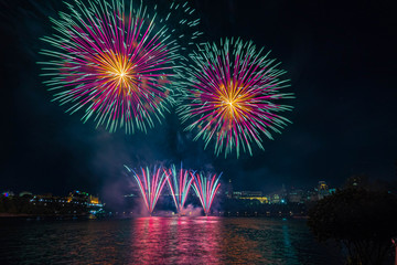 Fireworks against a dark sky