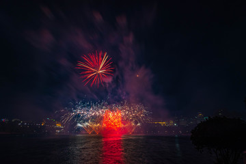 Fireworks against a dark sky