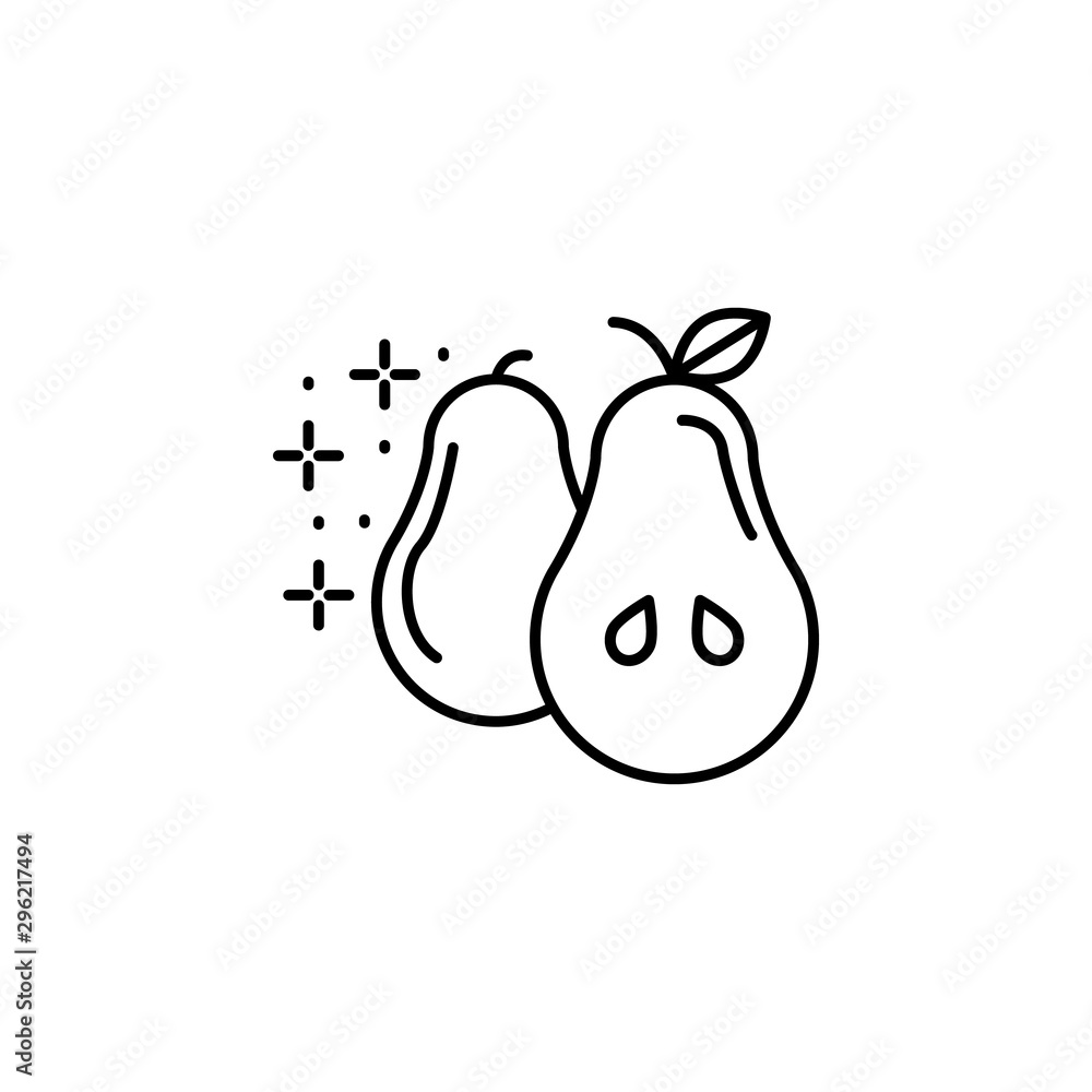 Poster pear, fruit icon. simple line, outline vector of thanksgiving day icons for ui and ux, website or mo
