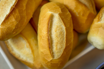 Close up of various french breads, typical brazilian bread