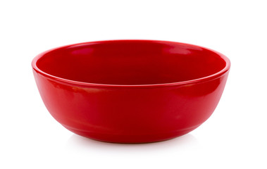 red ceramic bowl isolated on white background