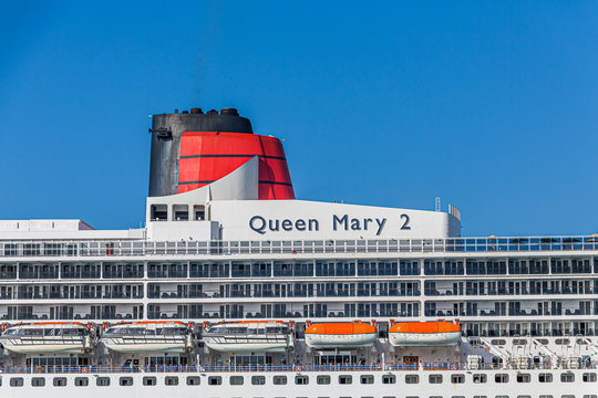 Deck and Smokestack of Queen Mary 2