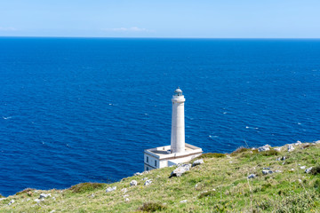Fototapeta na wymiar Lighthouse in otranto. Punta Palascia lighthouse, the most easterly point of Italy. Otranto, Lecce, Puglia.