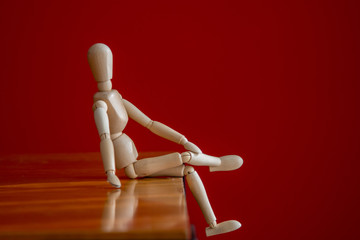 Wooden Human Mannequin Figure Model sitting