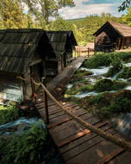 Fototapeta na wymiar watermills near town Jajce Bosnia and Hercegovina