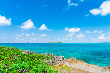 美しい宮古島の海　Beautiful beach in Miyakojima Island, Okinawa.
