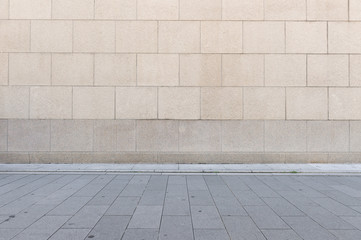 street wall background ,Industrial background, empty grunge urban street with warehouse brick wall