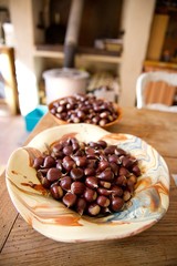 Châtaignes plats nourriture marrons récolte