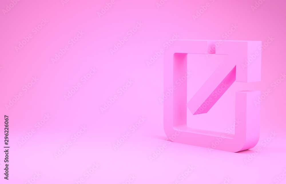 Poster pink open in new window icon isolated on pink background. open another tab button sign. browser fram