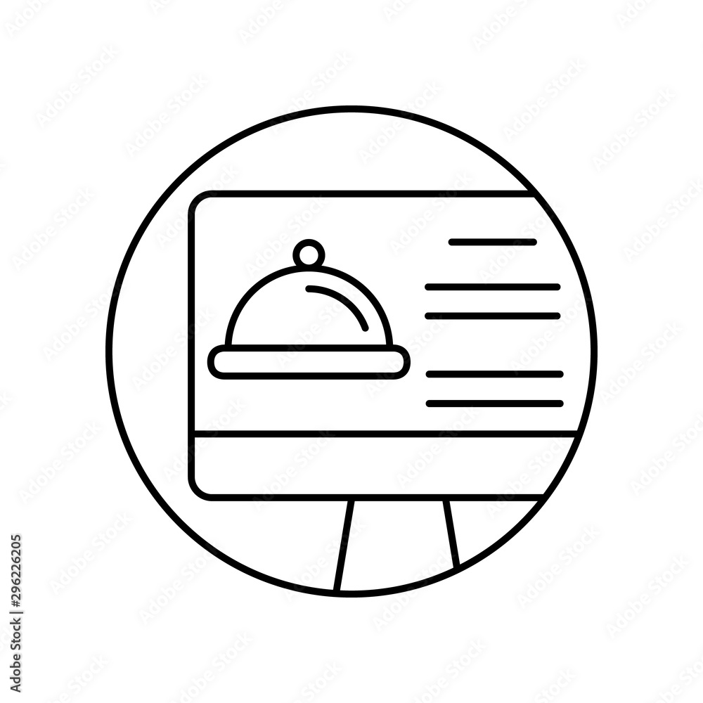 Poster computer, online menu icon. simple line, outline vector of take away icons for ui and ux, website or