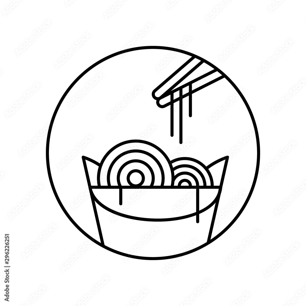 Poster hashi, noodles icon. simple line, outline vector of take away icons for ui and ux, website or mobile