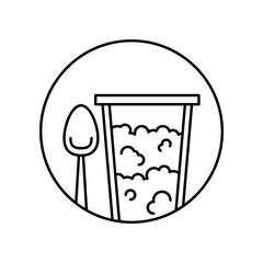 Yogurt, plastic cup, spoon icon. Simple line, outline vector of take away icons for ui and ux, website or mobile application