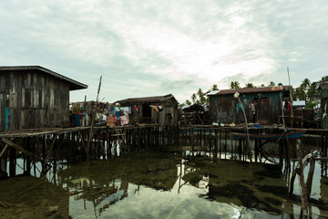 Traditional stilt houses of the Badjao people of Tawi-tawi in the Philippines
