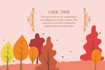 Autumn, tree, leaves vector color illustration
