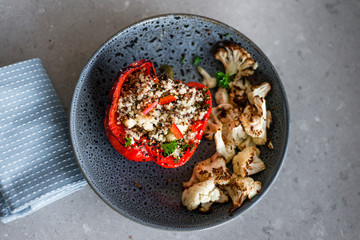stuffed capsicum with charred cauliflower
