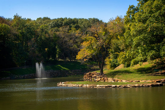 Water Fountain In Krug Park Pond Saint Joseph MO