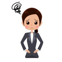 Business woman has a problem,Put her hands on your waist