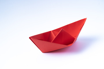 origami red paper boat