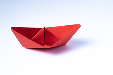 origami red paper boat