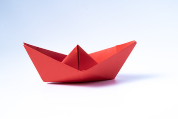 origami red paper boat