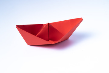 origami red paper boat