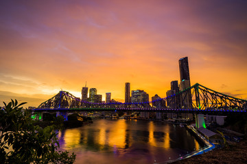 Brisbane Sunset - obrazy, fototapety, plakaty