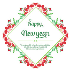 Design for banner happy new year, with style of red wreath frame. Vector