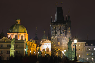 Charles Bridge tourist attraction in Prague, capital of Czech Republic.