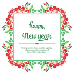 Beautiful red flower frame background, for element design of card happy new year. Vector