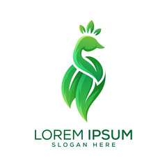 Fototapeta premium peacock leaf logo concept, illustration peacock logo, nature peacock logo