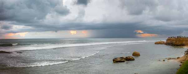 A storm at twilight over the Indian Ocean at Galle, Sri Lanka