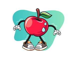 Apple scare mascot design vector. Cartoon character illustration for business, t shirt, sticker.