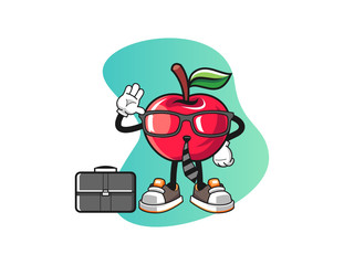Apple businessman mascot design vector. Cartoon character illustration for business, t shirt, sticker.
